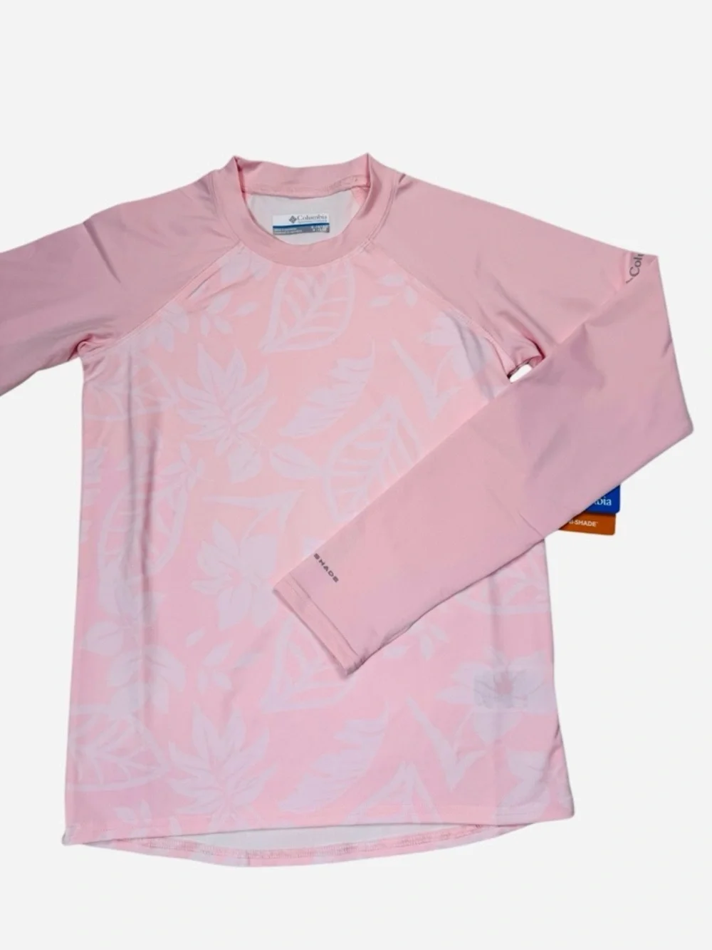 NWT New Columbia Youth Sandy Shores Printed Long Sleeve Pink Sunguard Size M